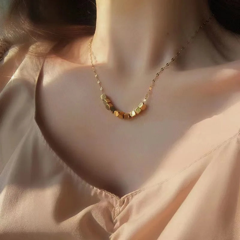 Collier de perles porte-bonheur en acier inoxydable pour femme 😍