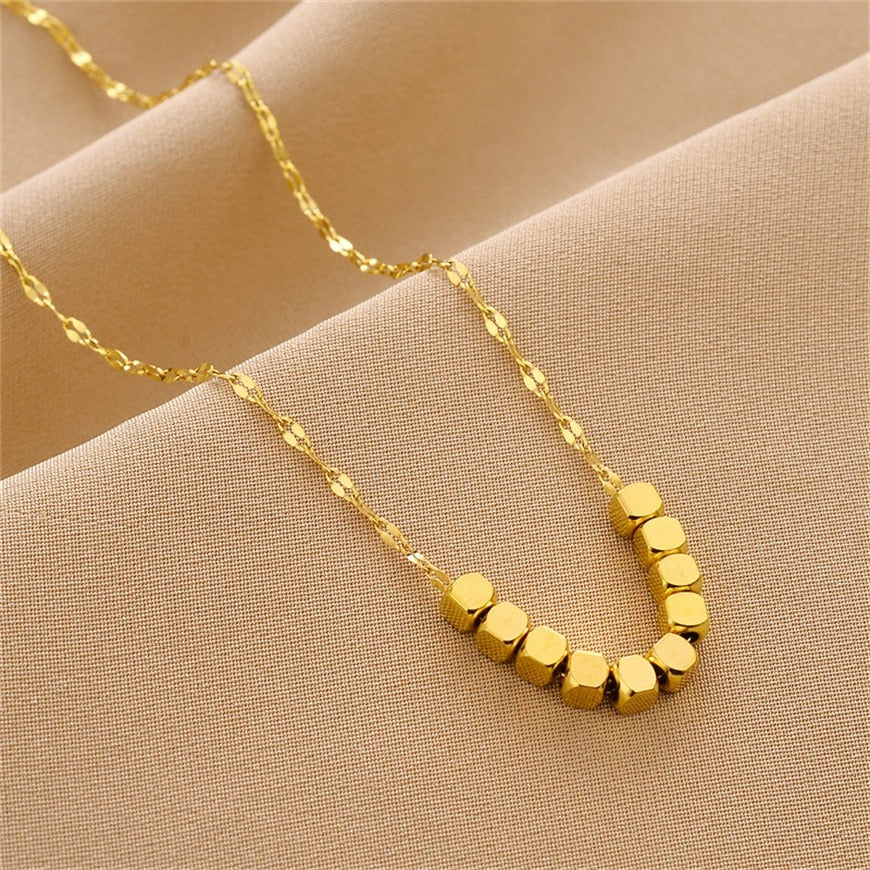 Collier de perles porte-bonheur en acier inoxydable pour femme 😍