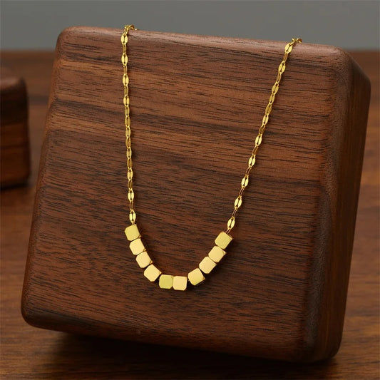 Collier de perles porte-bonheur en acier inoxydable pour femme 😍